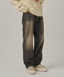 ANALOG MOOD（アナログムード）の「サンドウォッシングセミワイドデニムパンツ（黒青）（デニムパンツ）」