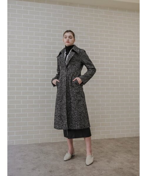LUNECAVE(ルン ケイブ)の「ウールヘリンボーンシングルブレストルーズフィットロングコート_WOOL HERRING SLIM WAIST SINGLE BREAST LOOSE-FIT LONG COAT(チェスターコート・レディース・その他・ONESIZE)」の1枚目の写真