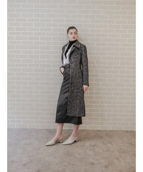 LUNECAVE(ルン ケイブ)の「ウールヘリンボーンシングルブレストルーズフィットロングコート_WOOL HERRING SLIM WAIST SINGLE BREAST LOOSE-FIT LONG COAT(チェスターコート・レディース・その他・ONESIZE)」の4枚目の写真