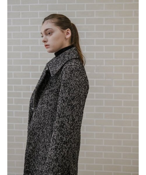 LUNECAVE(ルン ケイブ)の「ウールヘリンボーンシングルブレストルーズフィットロングコート_WOOL HERRING SLIM WAIST SINGLE BREAST LOOSE-FIT LONG COAT(チェスターコート・レディース・その他・ONESIZE)」の5枚目の写真