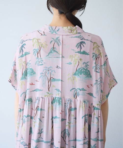 yuni(ユニ )の「Island print tiered open collar ワンピース(ワンピース・レディース・ピンク/ベージュ・FREE)」の18枚目の写真