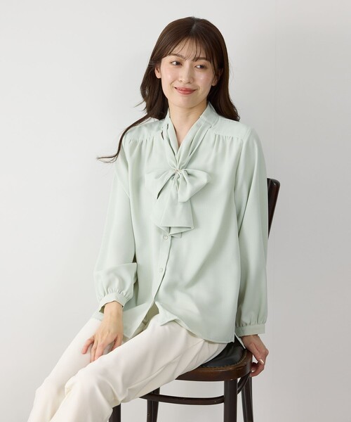 Jayro（ジャイロ）の「リングボウタイブラウス（シャツ/ブラウス・レディース・ベージュ/ブラック/ホワイト系その他/ライトグリーン・M）」の9枚目の写真