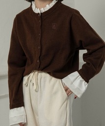 shirt frill docking embroidery cardigan / シャツフリルドッキングエンブロイダリーカーディガン