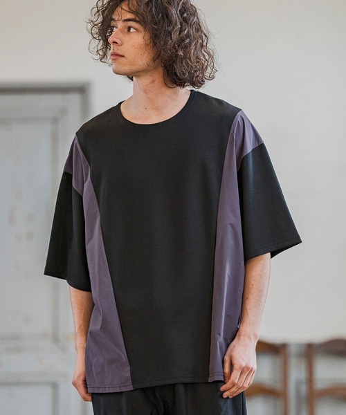 CAMBIO(カンビオ)の「mt10237- 異素材ミックスカットソー(CMB-R0207)(Tシャツ/カットソー・メンズ・ホワイト/ブラック/チャコール・S/M/L)」の9枚目の写真