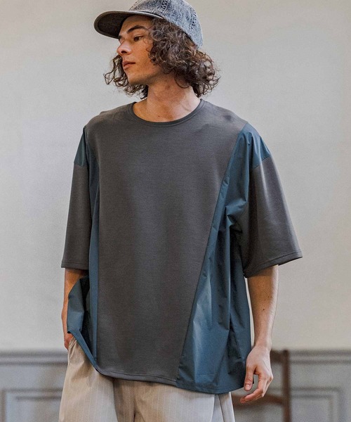 CAMBIO(カンビオ)の「mt10237- 異素材ミックスカットソー(CMB-R0207)(Tシャツ/カットソー・メンズ・ホワイト/ブラック/チャコール・S/M/L)」の13枚目の写真