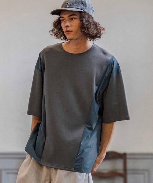 CAMBIO(カンビオ)の「mt10237- 異素材ミックスカットソー(CMB-R0207)(Tシャツ/カットソー・メンズ・ホワイト/ブラック/チャコール・S/M/L)」の14枚目の写真