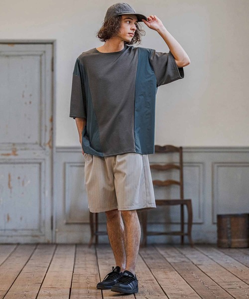 CAMBIO(カンビオ)の「mt10237- 異素材ミックスカットソー(CMB-R0207)(Tシャツ/カットソー・メンズ・ホワイト/ブラック/チャコール・S/M/L)」の16枚目の写真