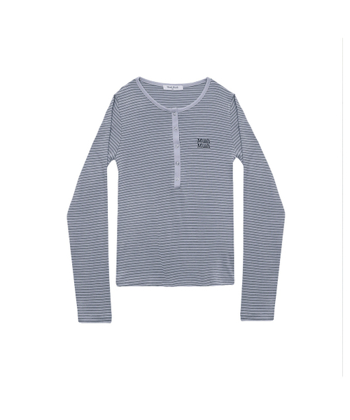 muahmuah（ムーアムーア）の「ヘンリーネックストライプステッチTシャツ[6色]（Tシャツ/カットソー・レディース・アイボリー/ブラック/グレー/ブルー/ブラウン/クリーム・FREE）」の20枚目の写真