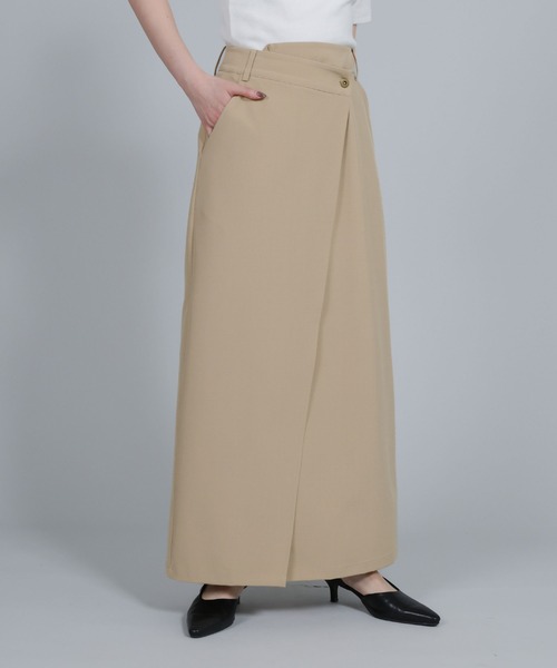 select MOCA Et(セレクトモカエト)の「【Et】Wrap Design I-Line Skirt(スカート・レディース・ベージュ/ダークグレー・FREE)」の2枚目の写真