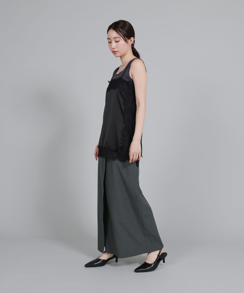 select MOCA Et(セレクトモカエト)の「【Et】Wrap Design I-Line Skirt(スカート・レディース・ベージュ/ダークグレー・FREE)」の9枚目の写真