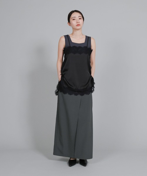 select MOCA Et(セレクトモカエト)の「【Et】Wrap Design I-Line Skirt(スカート・レディース・ベージュ/ダークグレー・FREE)」の3枚目の写真