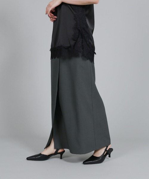 select MOCA Et(セレクトモカエト)の「【Et】Wrap Design I-Line Skirt(スカート・レディース・ベージュ/ダークグレー・FREE)」の12枚目の写真