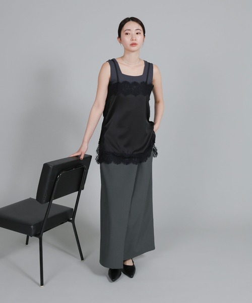 select MOCA Et(セレクトモカエト)の「【Et】Wrap Design I-Line Skirt(スカート・レディース・ベージュ/ダークグレー・FREE)」の8枚目の写真
