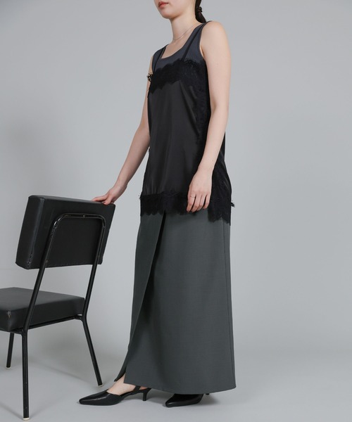 select MOCA Et(セレクトモカエト)の「【Et】Wrap Design I-Line Skirt(スカート・レディース・ベージュ/ダークグレー・FREE)」の10枚目の写真
