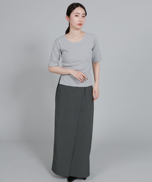 select MOCA Et(セレクトモカエト)の「【Et】Wrap Design I-Line Skirt(スカート・レディース・ベージュ/ダークグレー・FREE)」の16枚目の写真