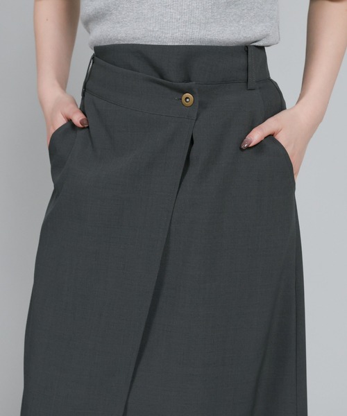 select MOCA Et(セレクトモカエト)の「【Et】Wrap Design I-Line Skirt(スカート・レディース・ベージュ/ダークグレー・FREE)」の17枚目の写真