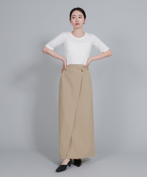 select MOCA Et(セレクトモカエト)の「【Et】Wrap Design I-Line Skirt(スカート・レディース・ベージュ/ダークグレー・FREE)」の21枚目の写真