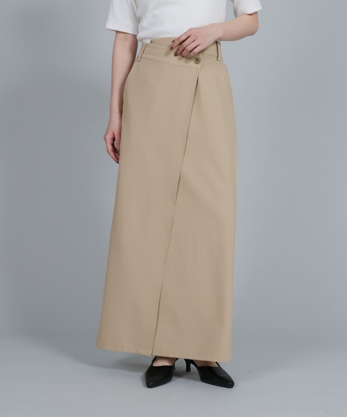 select MOCA Et(セレクトモカエト)の「【Et】Wrap Design I-Line Skirt(スカート・レディース・ベージュ/ダークグレー・FREE)」の19枚目の写真