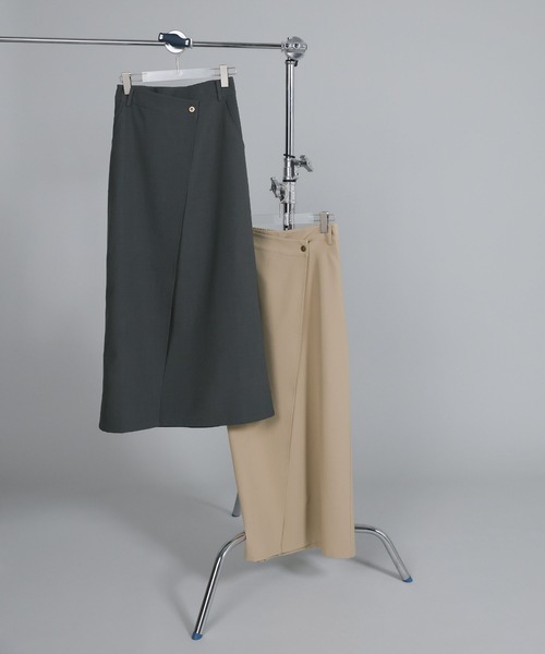 select MOCA Et(セレクトモカエト)の「【Et】Wrap Design I-Line Skirt(スカート・レディース・ベージュ/ダークグレー・FREE)」の18枚目の写真