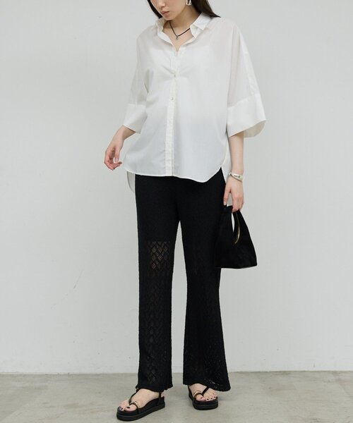 GALLARDAGALANTE(ガリャルダガランテ)の「ハーフスリーブシャツ(シャツ/ブラウス・レディース・グレイッシュベージュ/サックスブルー/ホワイト/ネイビー・FREE)」の16枚目の写真