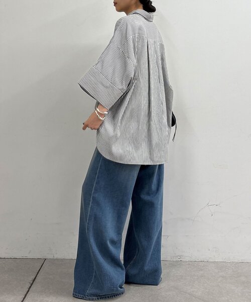 GALLARDAGALANTE（ガリャルダガランテ）の「ハーフスリーブシャツ（シャツ/ブラウス・レディース・グレイッシュベージュ/サックスブルー/ホワイト/ネイビー・FREE）」の22枚目の写真