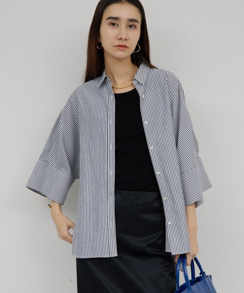 GALLARDAGALANTE（ガリャルダガランテ）の「ハーフスリーブシャツ（シャツ/ブラウス・レディース・グレイッシュベージュ/サックスブルー/ホワイト/ネイビー・FREE）」の21枚目の写真