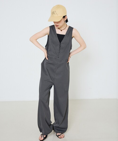 LY（エルワイ）の「【LY】Letter cap　レトロ 刺繍 ロゴ キャップ（キャップ・レディース・ライトグレー/ダークネイビー/イエロー・フリー）」の5枚目の写真