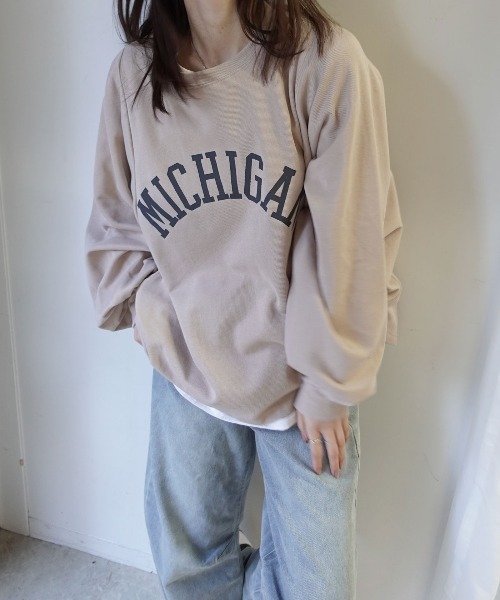 CORNERS（コーナーズ）の「MICHIGAN袖ボリュームドルマンTシャツ（スウェット・レディース・杢グレー/チャコールグレー/ネイビー/グレイッシュベージュ・FREE）」の4枚目の写真