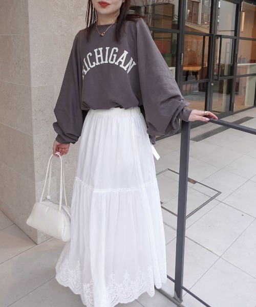 CORNERS（コーナーズ）の「MICHIGAN袖ボリュームドルマンTシャツ（スウェット・レディース・杢グレー/チャコールグレー/ネイビー/グレイッシュベージュ・FREE）」の2枚目の写真