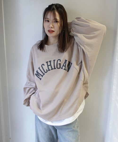 CORNERS（コーナーズ）の「MICHIGAN袖ボリュームドルマンTシャツ（スウェット・レディース・杢グレー/チャコールグレー/ネイビー/グレイッシュベージュ・FREE）」の5枚目の写真