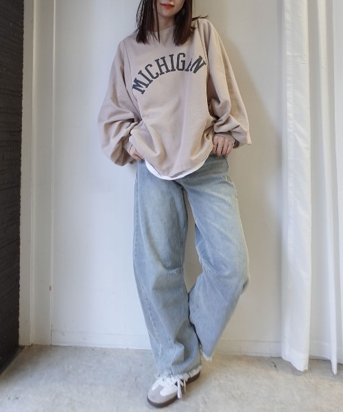 CORNERS（コーナーズ）の「MICHIGAN袖ボリュームドルマンTシャツ（スウェット・レディース・杢グレー/チャコールグレー/ネイビー/グレイッシュベージュ・FREE）」の6枚目の写真