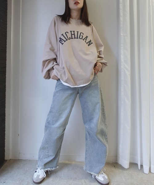 CORNERS（コーナーズ）の「MICHIGAN袖ボリュームドルマンTシャツ（スウェット・レディース・杢グレー/チャコールグレー/ネイビー/グレイッシュベージュ・FREE）」の7枚目の写真