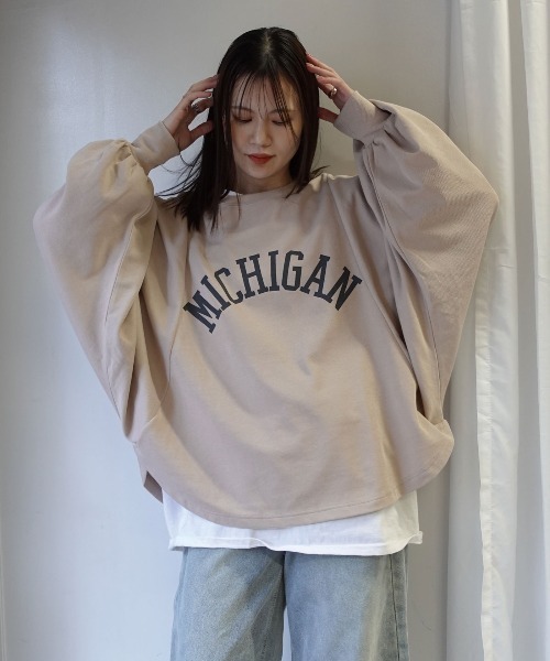 CORNERS（コーナーズ）の「MICHIGAN袖ボリュームドルマンTシャツ（スウェット・レディース・杢グレー/チャコールグレー/ネイビー/グレイッシュベージュ・FREE）」の8枚目の写真