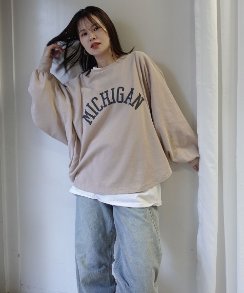 CORNERS（コーナーズ）の「MICHIGAN袖ボリュームドルマンTシャツ（スウェット・レディース・杢グレー/チャコールグレー/ネイビー/グレイッシュベージュ・FREE）」の9枚目の写真