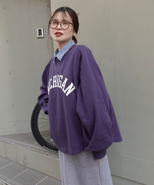 CORNERS（コーナーズ）の「MICHIGAN袖ボリュームドルマンTシャツ（スウェット・レディース・杢グレー/チャコールグレー/ネイビー/グレイッシュベージュ・FREE）」の17枚目の写真
