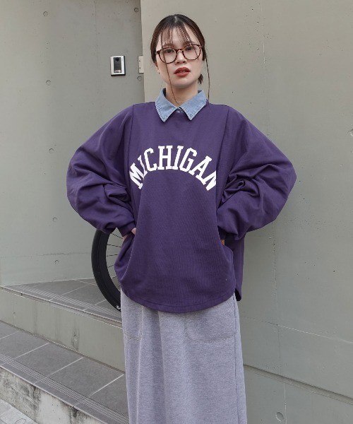 CORNERS（コーナーズ）の「MICHIGAN袖ボリュームドルマンTシャツ（スウェット・レディース・杢グレー/チャコールグレー/ネイビー/グレイッシュベージュ・FREE）」の20枚目の写真