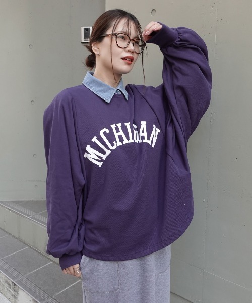 CORNERS（コーナーズ）の「MICHIGAN袖ボリュームドルマンTシャツ（スウェット・レディース・杢グレー/チャコールグレー/ネイビー/グレイッシュベージュ・FREE）」の21枚目の写真