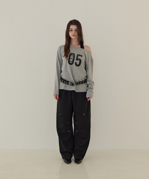 5OML(オーオーエムエル)の「ツーベイオフショルダー ロングスリーブ (ホルターネックセット)(メランジグレー)(Tシャツ/カットソー・レディース・グレー・FREE)」の3枚目の写真