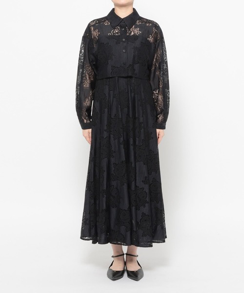 mysty woman(ミスティウーマン)の「レースキャミワンピシャツSET 659251(ワンピース・レディース・ブラック/オフホワイト・FREE)」の8枚目の写真