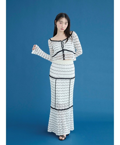 SNIDEL（スナイデル）の「クロシェニットトップス（ニット/セーター・レディース・その他/イエロー/ネイビー・F）」の16枚目の写真