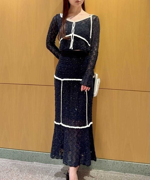 snidelのニットスカート&amp;ニットトップス クロシェニットトップス(ニット)｜トップス｜SNIDEL(スナイデル)の通販