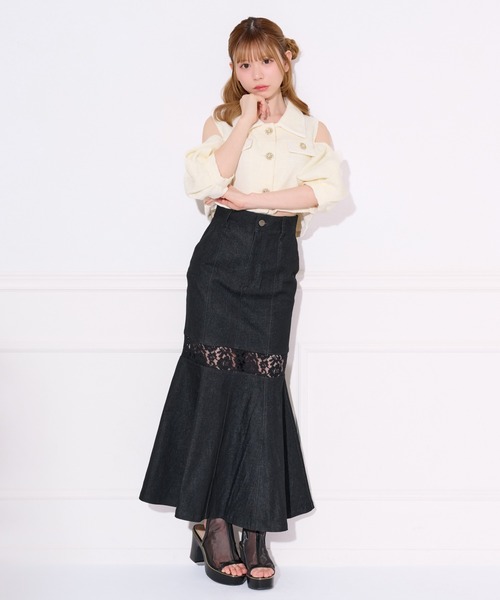 apres jour(アプレジュール)の「ビジューボタンパフスリーブツイードトップス(シャツ/ブラウス・レディース・ブラック/ライトブルー/ピンクベージュ/オフホワイト/ミント・フリー/X-LARGE)」の14枚目の写真