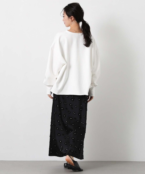 Gready Brilliant(グレディブリリアン)の「LU裏毛キーネックカットソー(Tシャツ/カットソー・レディース・グレイッシュベージュ/チャコールグレー/オフホワイト・38)」の6枚目の写真
