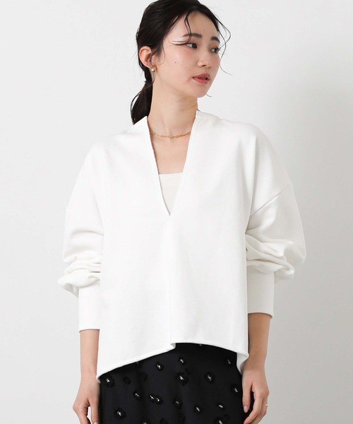 Gready Brilliant(グレディブリリアン)の「LU裏毛キーネックカットソー(Tシャツ/カットソー・レディース・グレイッシュベージュ/チャコールグレー/オフホワイト・38)」の8枚目の写真