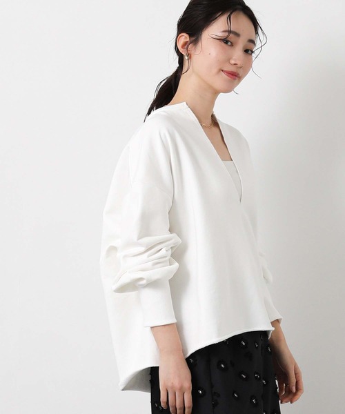 Gready Brilliant(グレディブリリアン)の「LU裏毛キーネックカットソー(Tシャツ/カットソー・レディース・グレイッシュベージュ/チャコールグレー/オフホワイト・38)」の9枚目の写真