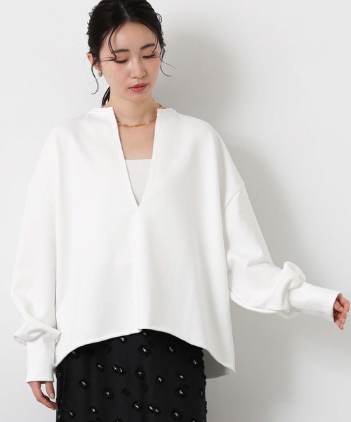 Gready Brilliant(グレディブリリアン)の「LU裏毛キーネックカットソー(Tシャツ/カットソー・レディース・グレイッシュベージュ/チャコールグレー/オフホワイト・38)」の11枚目の写真