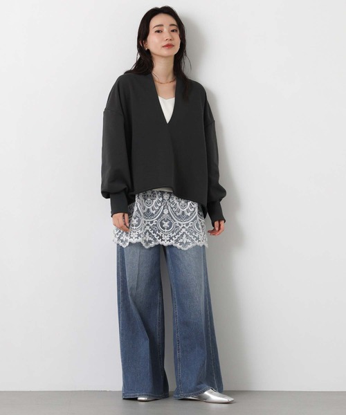 Gready Brilliant(グレディブリリアン)の「LU裏毛キーネックカットソー(Tシャツ/カットソー・レディース・グレイッシュベージュ/チャコールグレー/オフホワイト・38)」の12枚目の写真