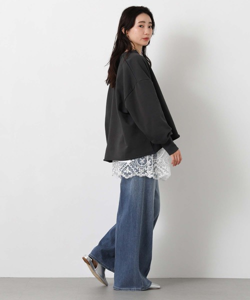 Gready Brilliant(グレディブリリアン)の「LU裏毛キーネックカットソー(Tシャツ/カットソー・レディース・グレイッシュベージュ/チャコールグレー/オフホワイト・38)」の13枚目の写真