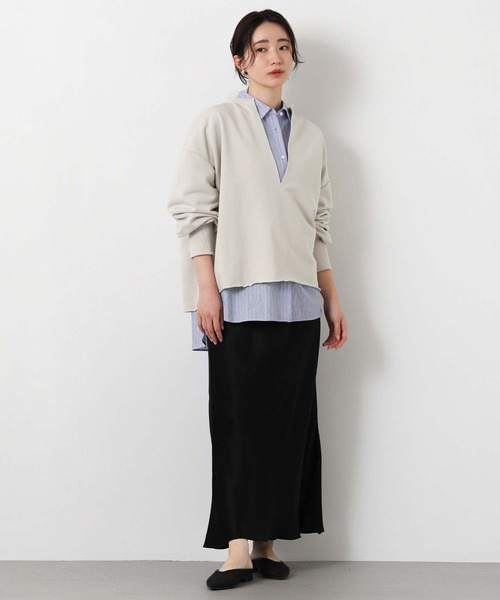 Gready Brilliant(グレディブリリアン)の「LU裏毛キーネックカットソー(Tシャツ/カットソー・レディース・グレイッシュベージュ/チャコールグレー/オフホワイト・38)」の20枚目の写真