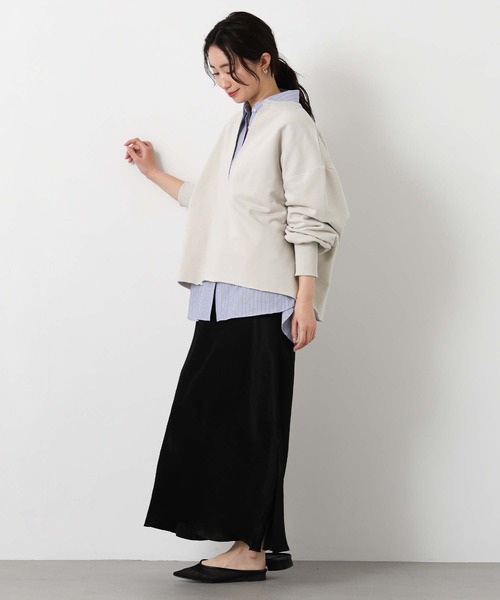 Gready Brilliant(グレディブリリアン)の「LU裏毛キーネックカットソー(Tシャツ/カットソー・レディース・グレイッシュベージュ/チャコールグレー/オフホワイト・38)」の21枚目の写真